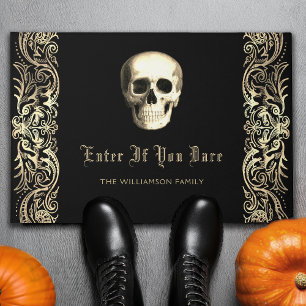 Felpudo Halloween de cráneo gótico personalizado