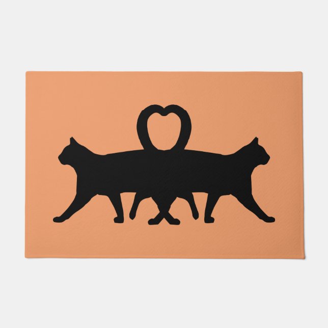 Felpudo Halloween de dos gatos aterradores (Anverso)