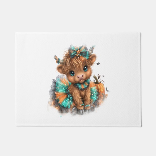 Felpudo Halloween de la granja Highland Cow (Anverso)