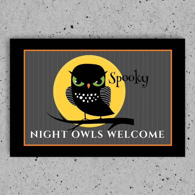 Felpudo Halloween de la luna llena de búho fantasmal (Subido por el creador)