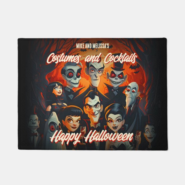 Felpudo Halloween de mediados de siglo, Naranja y negro de (Anverso)