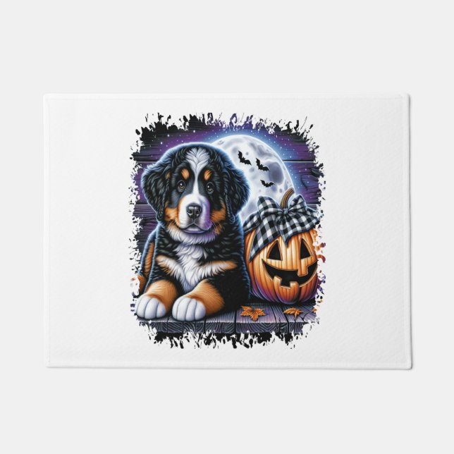 Felpudo Halloween de Perro de Montaña de Bernese (Anverso)