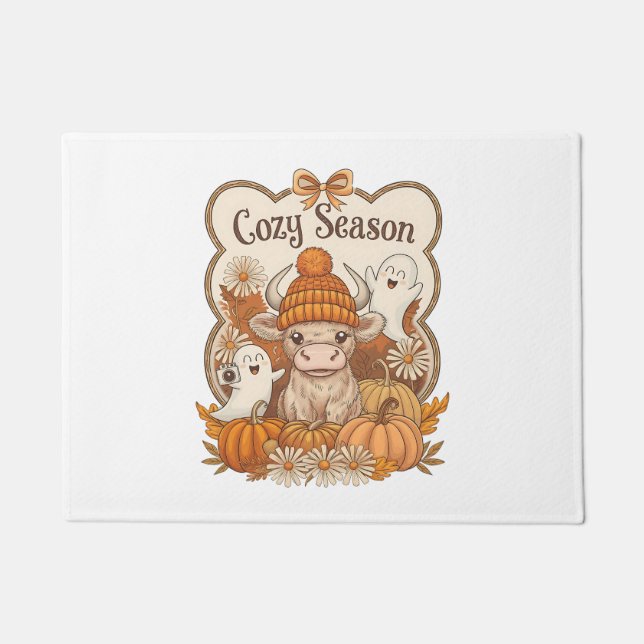 Felpudo Halloween del fantasma de las vacas en las tierras (Anverso)