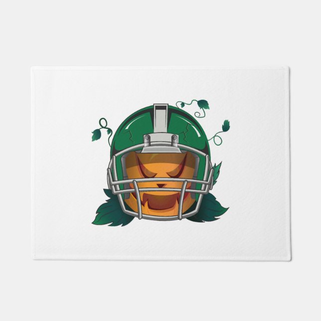 Felpudo halloween del fútbol de calabaza (Anverso)