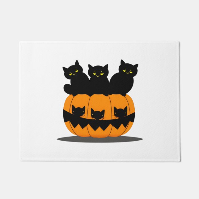 Felpudo Halloween del gato negro (Anverso)