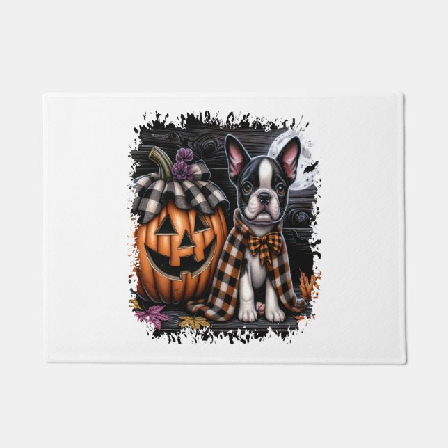 Felpudo Halloween del perro de Boston Terrier (Anverso)
