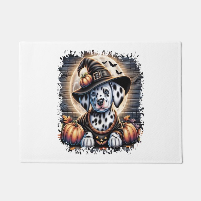 Felpudo Halloween del perro de Dalmacia (Anverso)