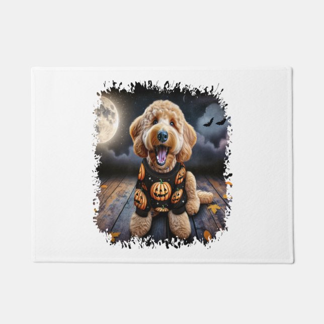 Felpudo Halloween del perro Goldendoodle (Anverso)