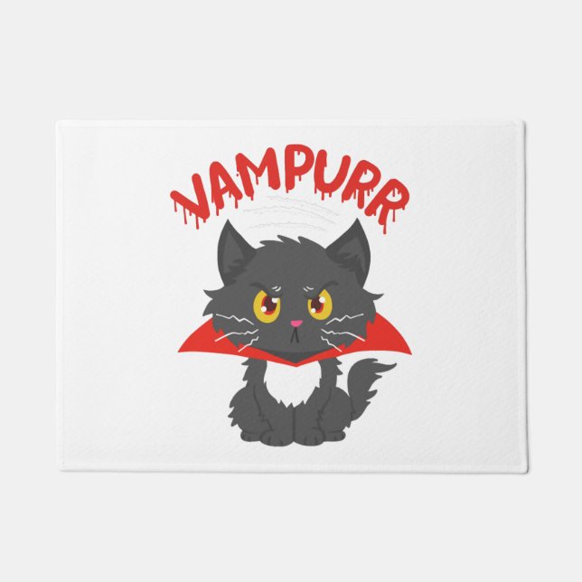 Felpudo Halloween del vampiro del gato (Anverso)