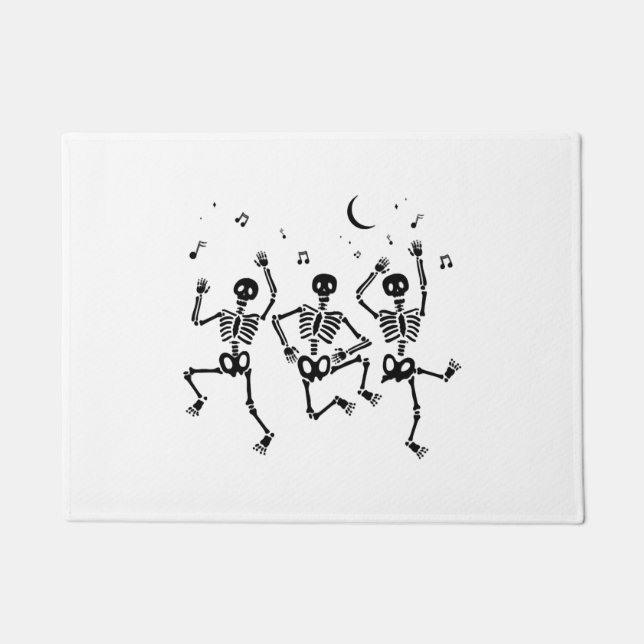 Felpudo Halloween divertida bailando esqueletos Feliz Hall (Anverso)