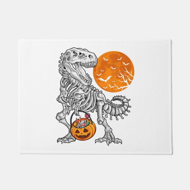 Felpudo Halloween es para niños Dinosaur Skeleton T rex (Anverso)