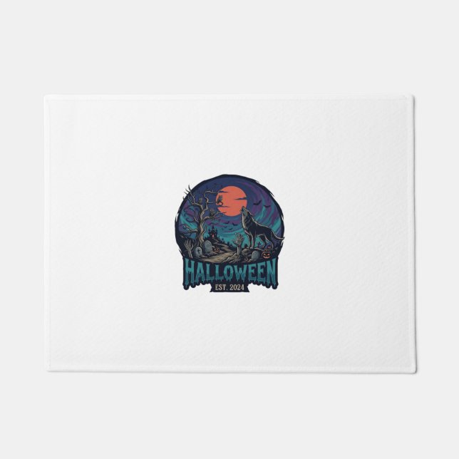 Felpudo Halloween Est Howling Wolf Red Moon Zombie Hand_1 (Anverso)