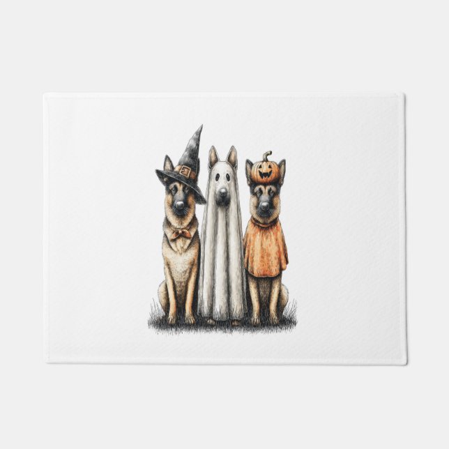 Felpudo Halloween Fantasma Pastor Alemán (Anverso)