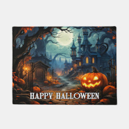 Felpudo Halloween feliz - Calabaza iluminada con fantasía