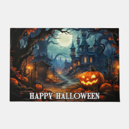 Felpudo Halloween feliz - Calabaza iluminada con fantasía