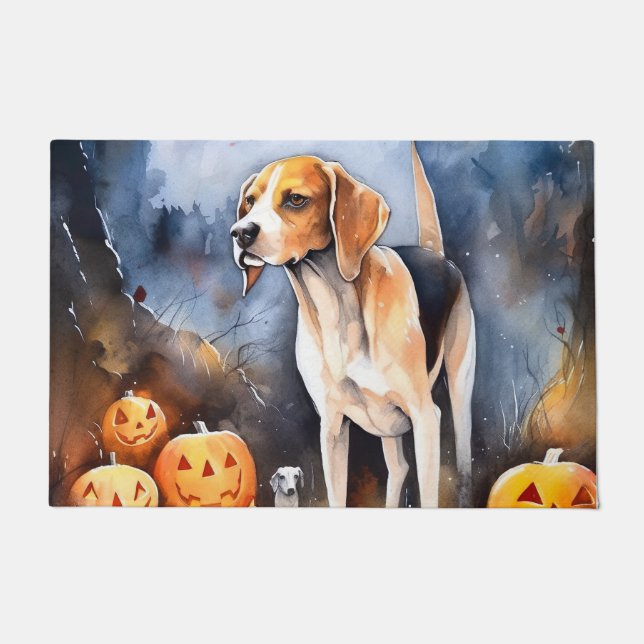 Felpudo Halloween Foxhound American English con calabazas (Anverso)