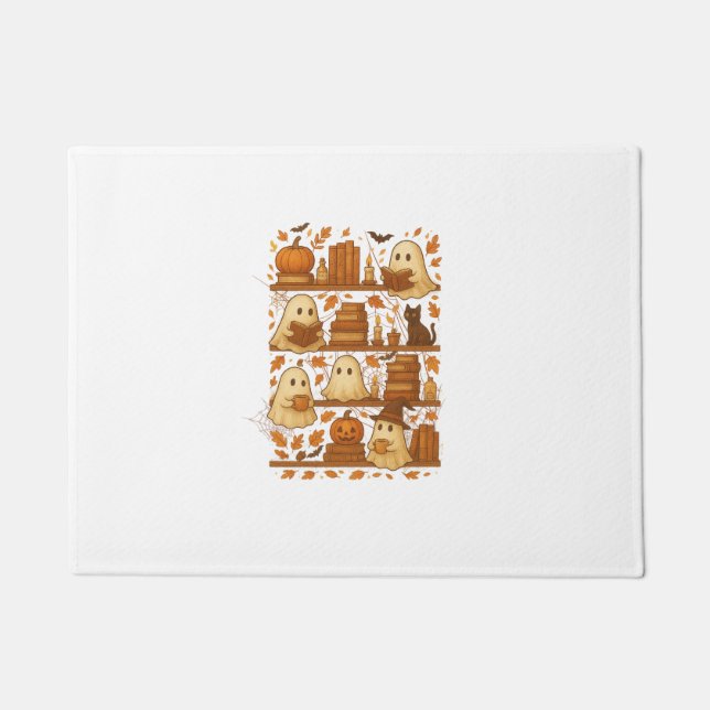 Felpudo Halloween Ghost Reading Books Lover (Anverso)