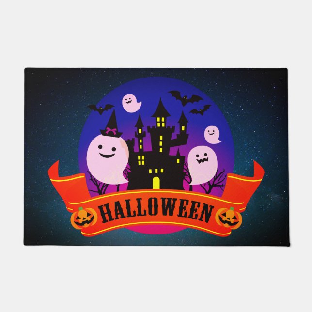 Felpudo Halloween Ghost Y Bats Doormat (Anverso)