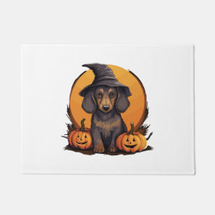 Felpudo Halloween Gorra de brujas Calabaza perro Dachshund