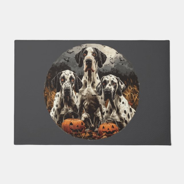 Felpudo Halloween Great Dane Dogs Jack O Lantern (Anverso)