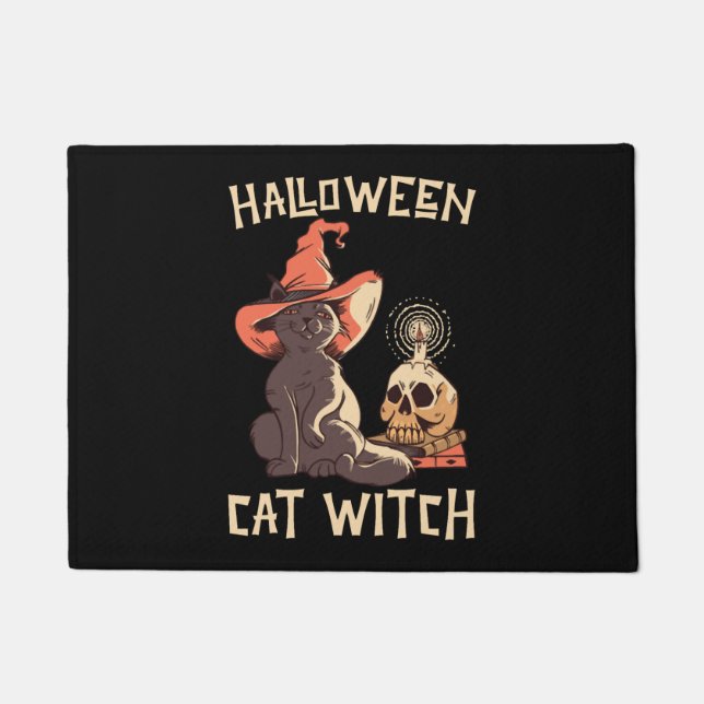 Felpudo Halloween Halloween Cat Witch (Anverso)