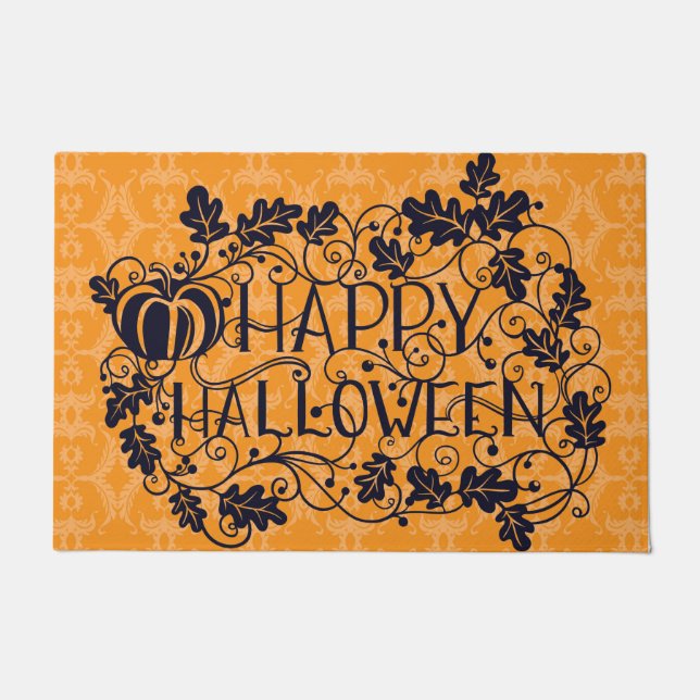 Felpudo HALLOWEEN HAPPY naranja Y NEGRO VINOS DE BÚMPKINS (Anverso)