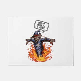 Felpudo Halloween Hay Y'all Burning Scarecrow Halloween