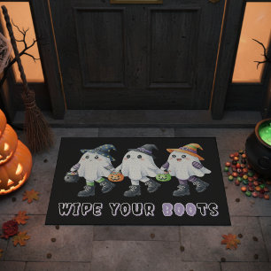 Felpudo Halloween limpie sus botes, truco fantasma o trata