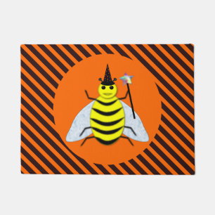 Felpudo Halloween Magic Bee Witch Naranja y Black Stripes
