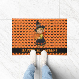 Felpudo Halloween Personalizado de brujas lindo Naranja de