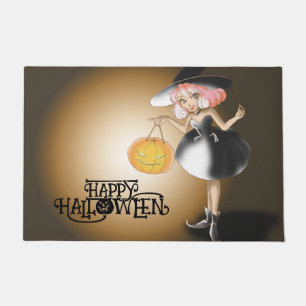 Felpudo Halloween Personalizado Whimsical Cuidada Calabaza