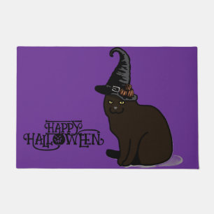 Felpudo Halloween Personalizado Whimsical Cute Witch Cat P