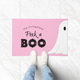 Felpudo Halloween rosa fantasma personalizado de Peek a Bo