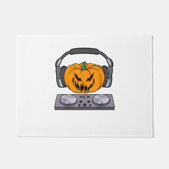 Felpudo Halloween Scary Pumpkin DJ Música Turntables Hombr (Anverso)