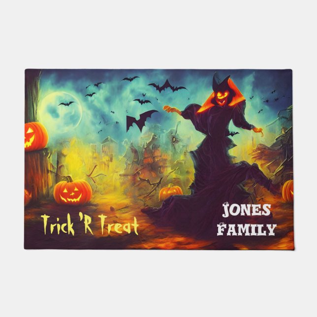 Felpudo Halloween Scary Pumpkin Monste Y Bats Doormat (Anverso)