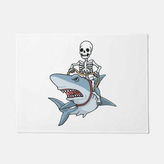 Felpudo Halloween Skeleton Shark regalo de Halloween (Anverso)