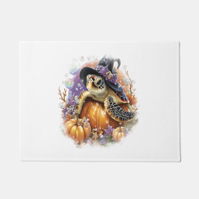Felpudo Halloween sobre el mar de las tortugas marinas (Anverso)