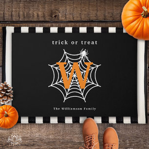 Felpudo Halloween Spider Web Trick o Tremendo Monograma