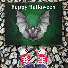 Felpudo Halloween Spooky Gray Flying Bat Green Cave