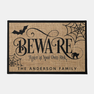 Felpudo Halloween Spooky Rustic Country Burlap BEWARE