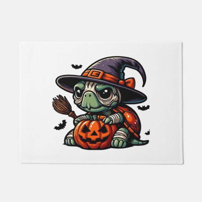 Felpudo Halloween Tortoise Turtle Witch Hat Costume Spooky (Anverso)