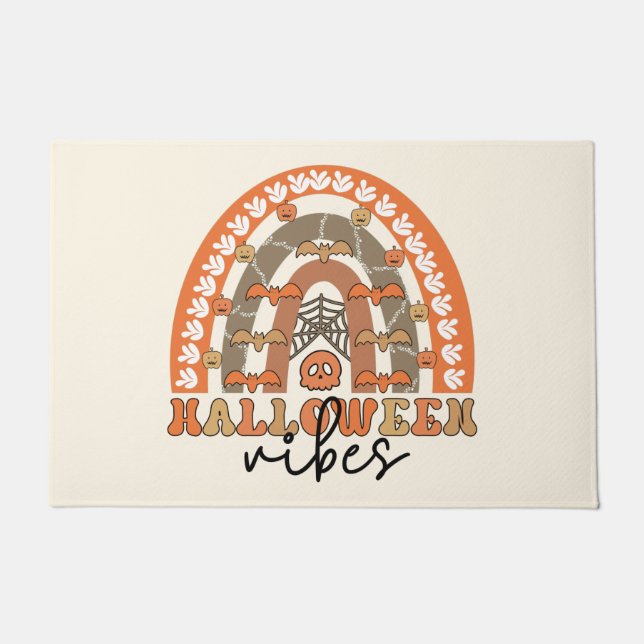 Felpudo Halloween Vibes Boho Rainbow Fall Halloween (Anverso)