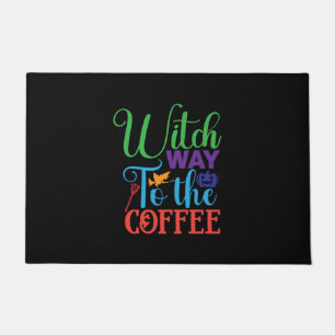Felpudo Halloween Witch Way To the Coffee