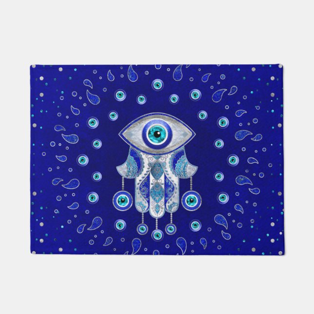 Felpudo Hamsa Hand-Evil Eye Amulet (Anverso)