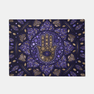 Felpudo Hamsa Mano-Mano de Fatima en Lotus mandala