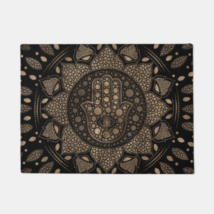 Felpudo Hamsa Mano-Mano de Fatima en Lotus mandala