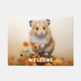 Felpudo Hamster Entre Flores Naranjas