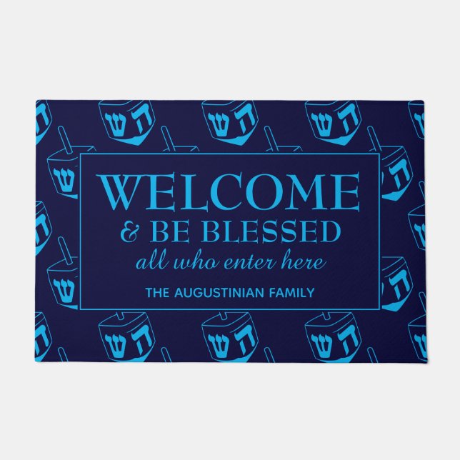 Felpudo Hanukkah Dreidel WELCOME (Anverso)