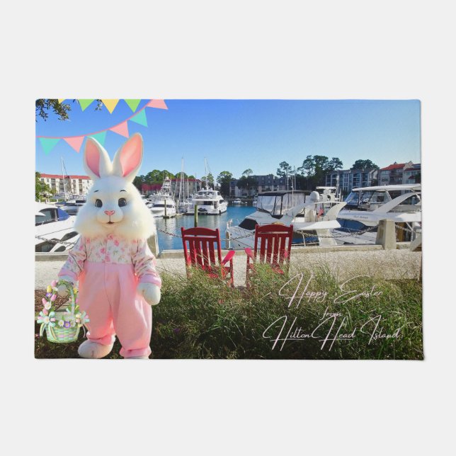 Felpudo Happy Easter from Hilton Head Island Harbour Town (Anverso)