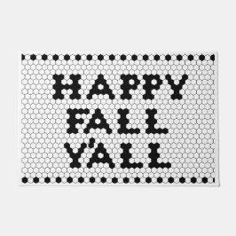 Felpudo Happy Fall Y'all Black and White Tile
